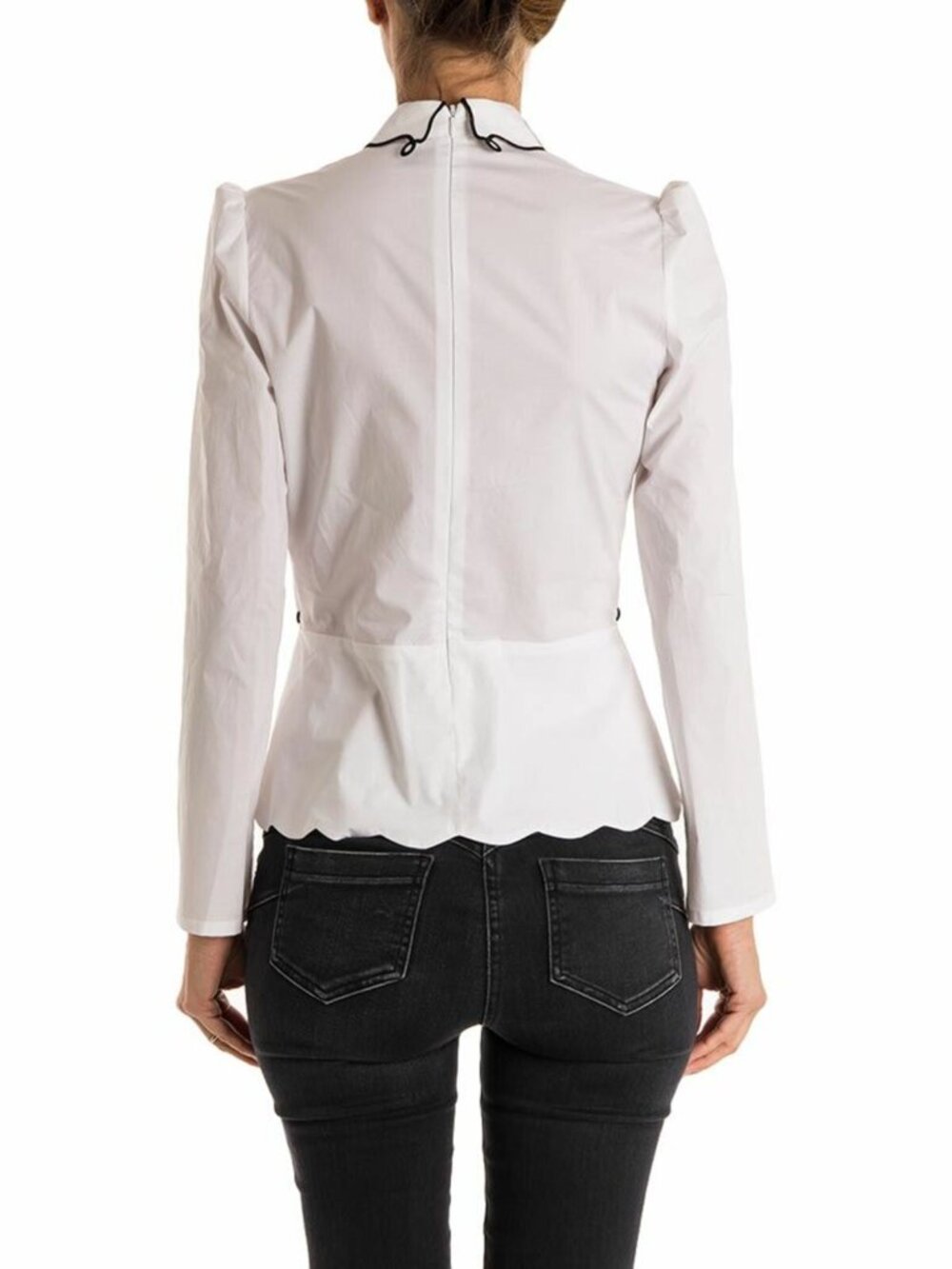 NWT Vivetta Bratislava Poplin Cotton Blouse White Whimsical Scalloped Top IT 40 - Picture 4 of 13